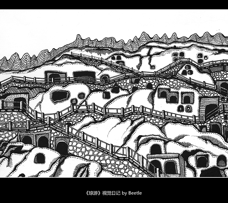 长满窟窿的洛阳龙门石窟。