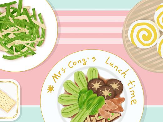 孕中期饮食-美食插画