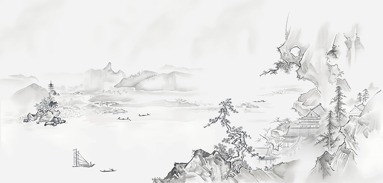 水墨远山|插画|艺术插画|小小红苹果 - 原创作品 - 站酷 (zcool)