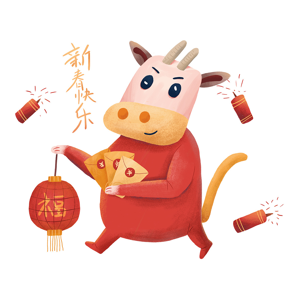 提前画的牛年春节素材