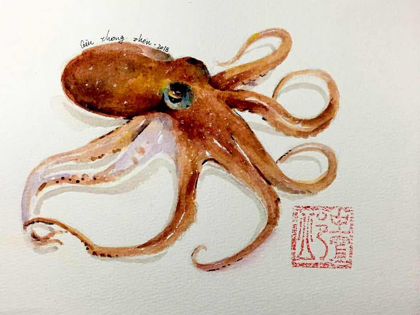 手绘卡通海洋生物小章鱼矢量素材免费下载 - 觅知网