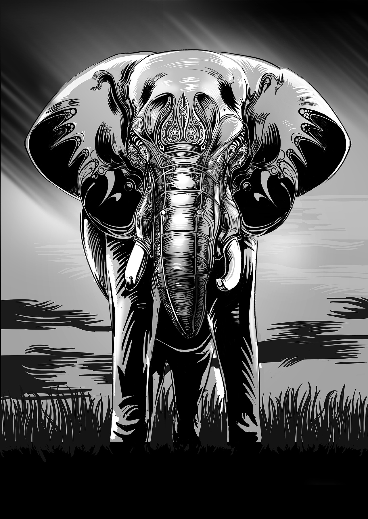 黑白插画——渐进练习（图ZNDMwNDY5MjA=） - 商业插画 - 站酷设计师郭文轩原创素材 - 站酷ZCOOL