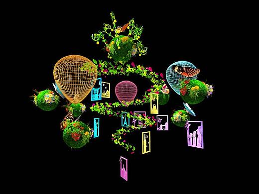 热气球绿植吊饰 蝴蝶 商场美陈dp 环游世界美陈