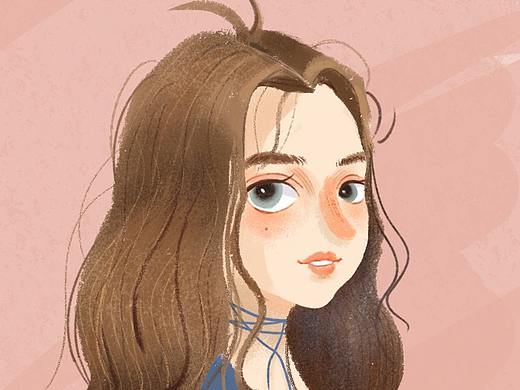 临摹手绘卡通可爱小姐姐人物动态插画