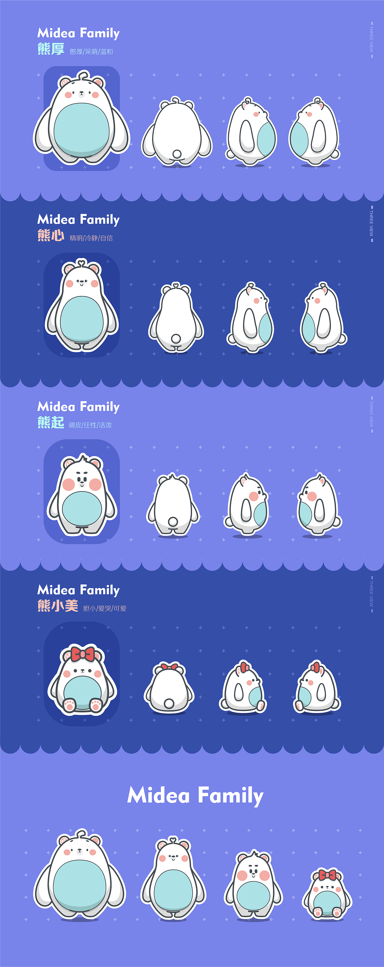 Midea Family Q版形象设计（图ZMTkwNDcyNzY4） - IP形象 - 站酷设计师朱猪猪ZHU原创素材 - 站酷ZCOOL