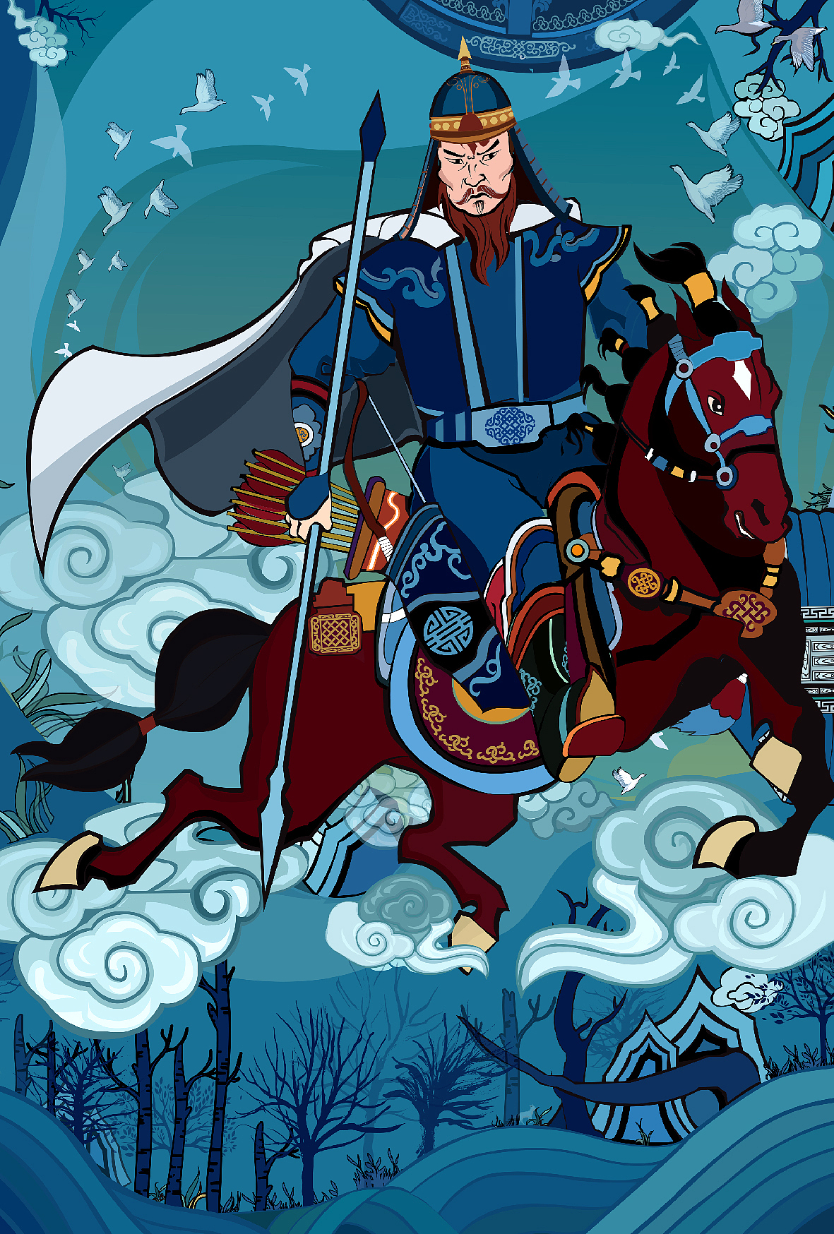 成吉思汗与十二勇士（图ZMTMxNDM1MDQ4） - 商业插画 - 站酷设计师越过山川原创素材 - 站酷ZCOOL