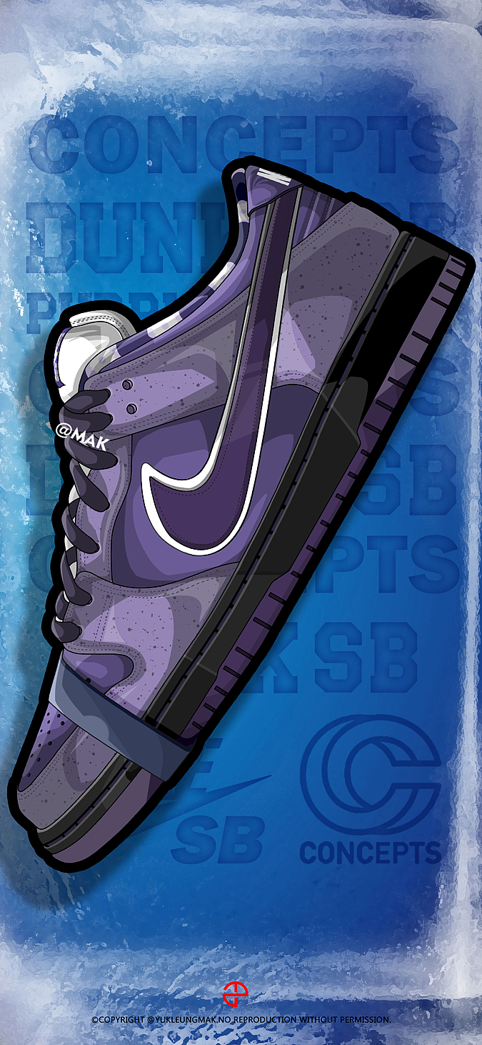 Concepts X Dunk SB 紫龙虾球鞋插画（图ZMjIwNDk5NjYw） - 创作习作 - 站酷设计师YUKLEUNGMAK原创素材 - 站酷ZCOOL