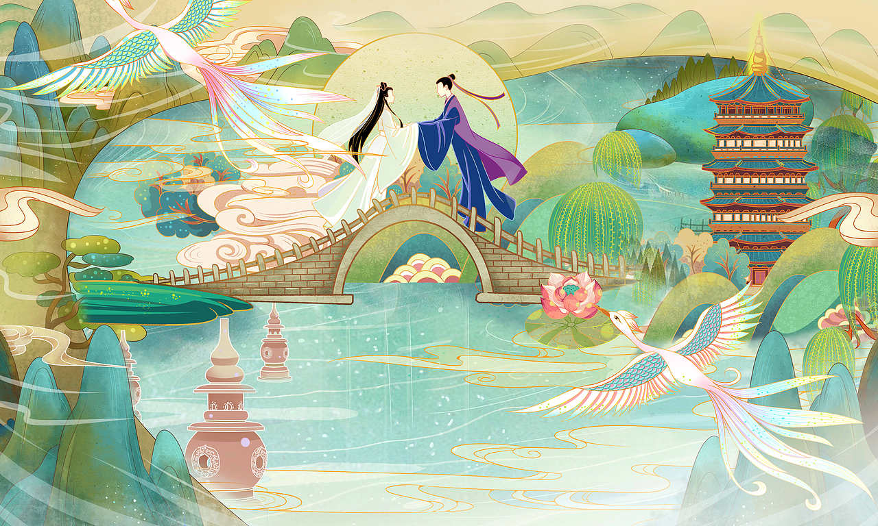 中国风四大神兽遇上迪士尼公主