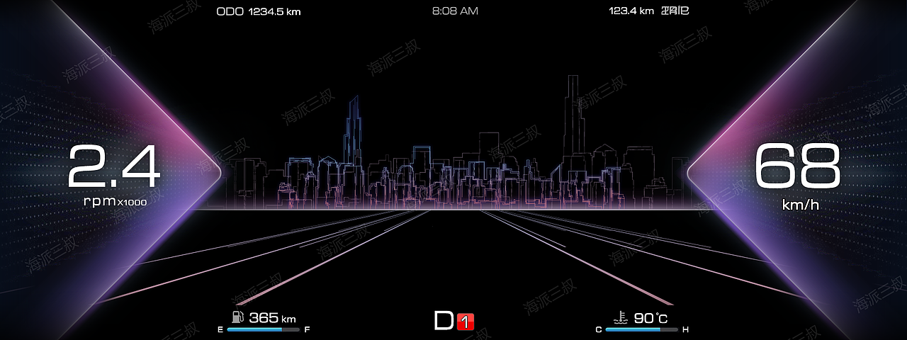 汽车全液晶仪表、主机中控HMI(UI) 008