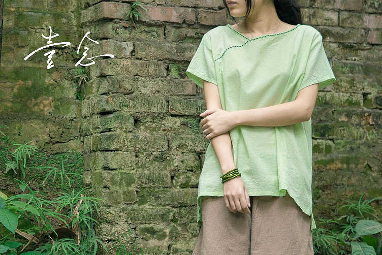 壹念原创女士夏装纯棉手工走线文艺百搭短袖套头T恤 女式纯棉T恤（图ZMTYzNjgwMjA=） - 休闲/流行服饰 - 站酷设计师王善斌原创素材 - 站酷ZCOOL