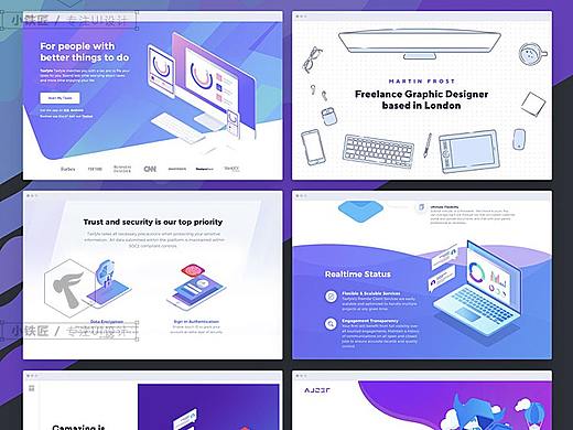 2.5D等距立体时尚多角度场景苹果办公设备简约插画图标