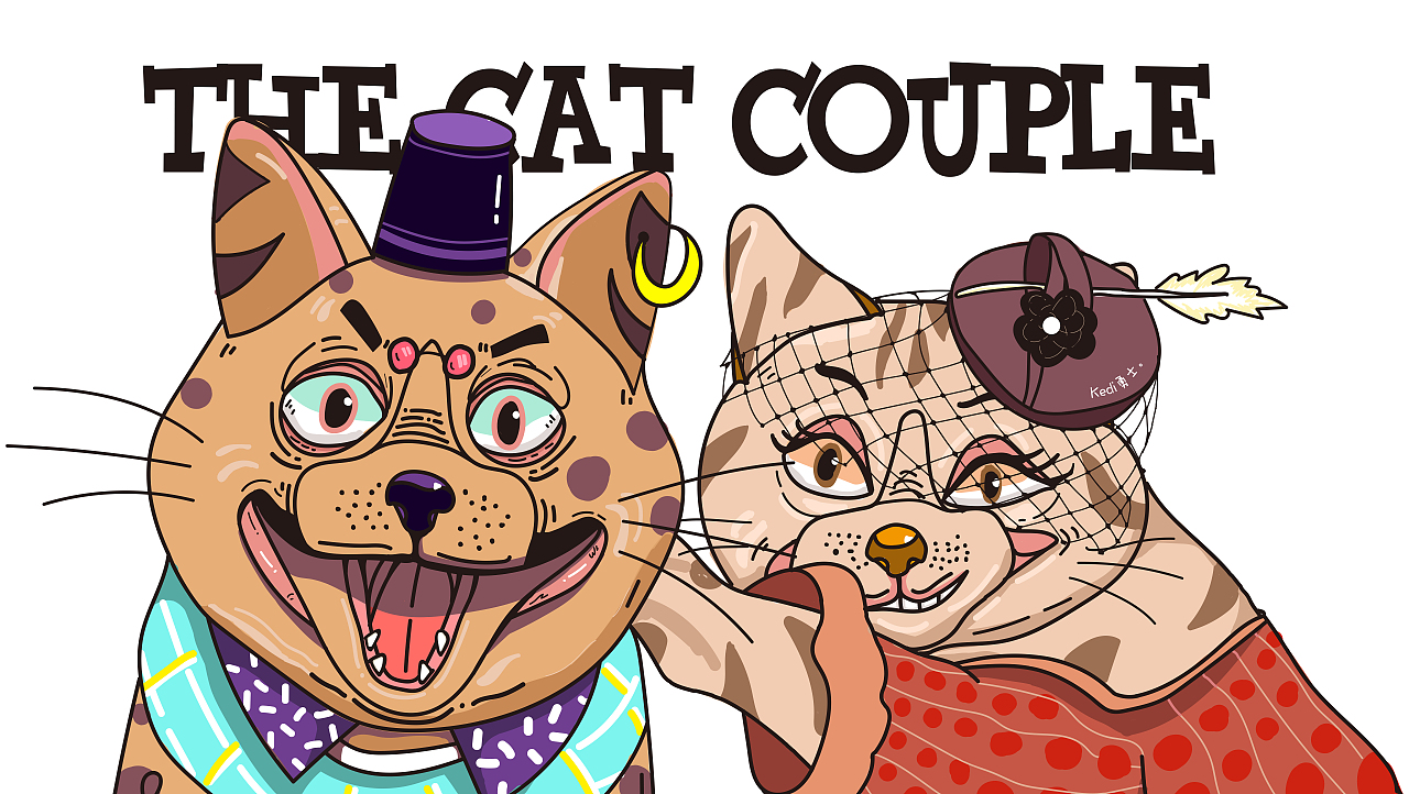 《The cat couple》（图ZMTc1NjU1ODgw） - 创作习作 - 站酷设计师Kedi勇士原创素材 - 站酷ZCOOL