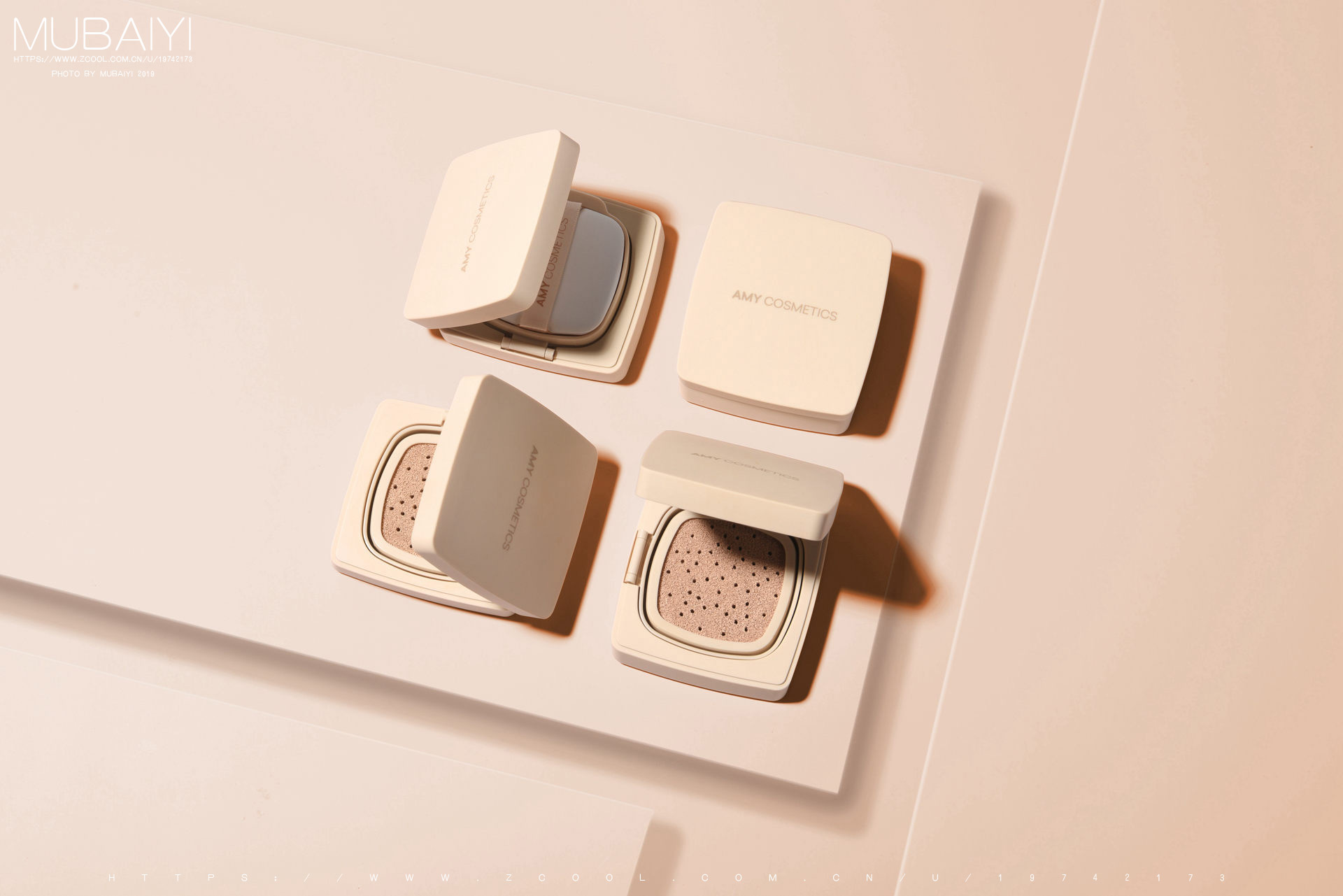 纯色背景彩妆产品拍摄摆放与布光