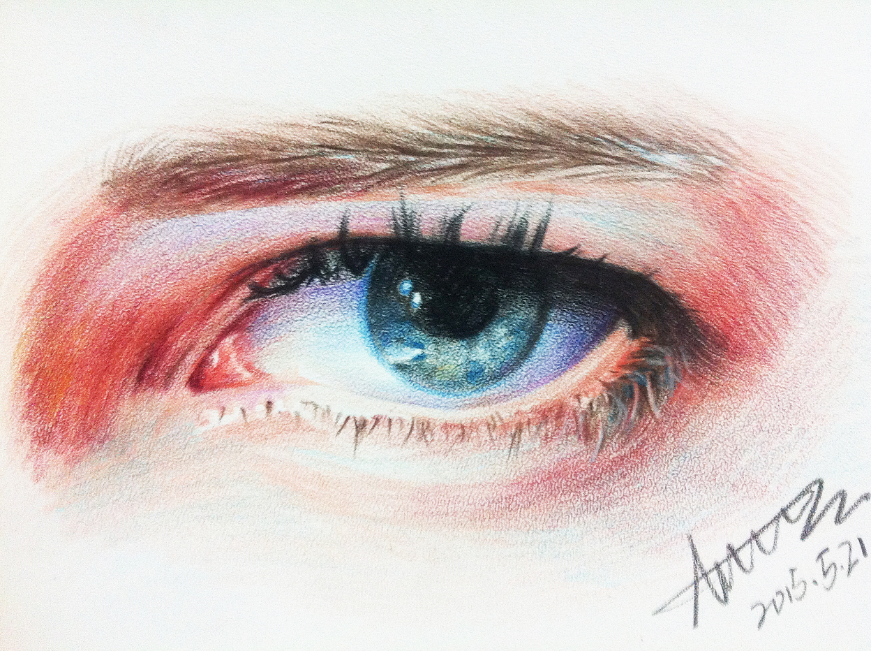 彩色铅笔眼睛练习