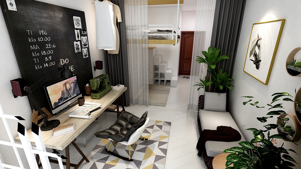 28平米一居室小户型室内效果设计