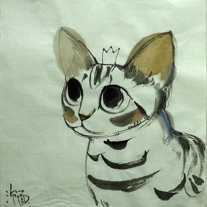 一些水墨风的猫咪