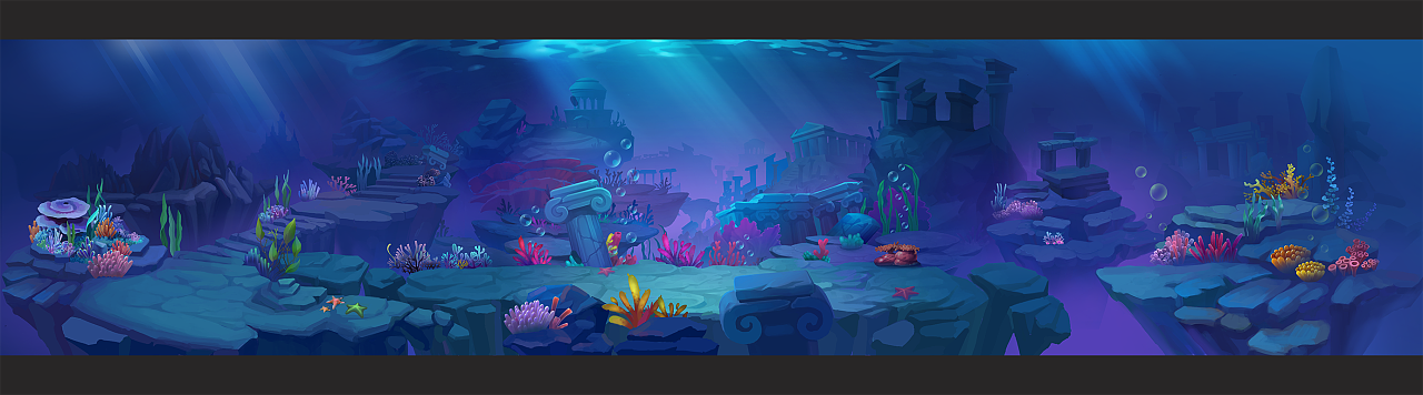海洋场景|插画|游戏原画|一只麻袋猫 - 原创作品 - 站酷 (zcool)