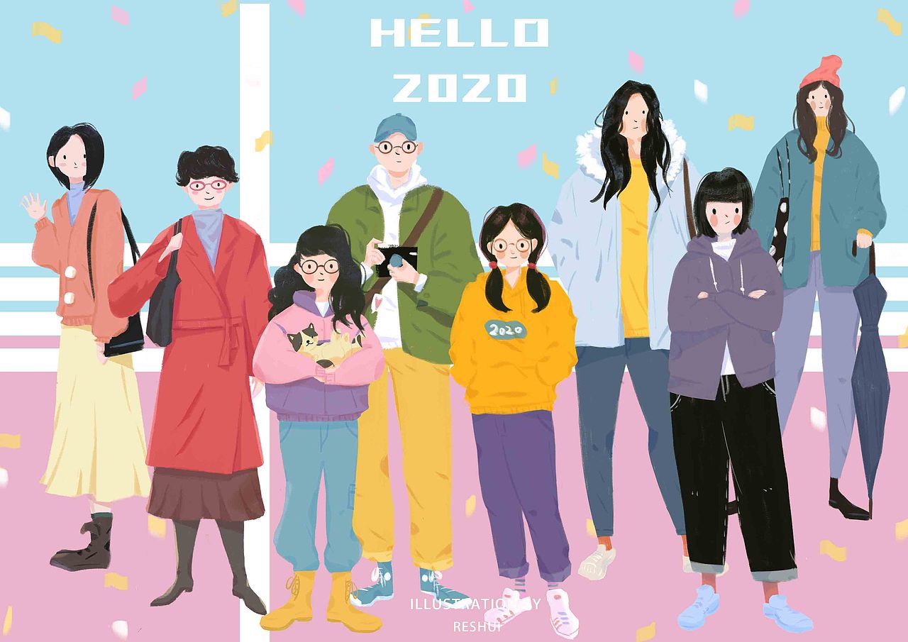 HELLO 2020（图ZMTkxMDQ3MzIw） - 艺术插画 - 站酷设计师ReShui热水原创素材 - 站酷ZCOOL