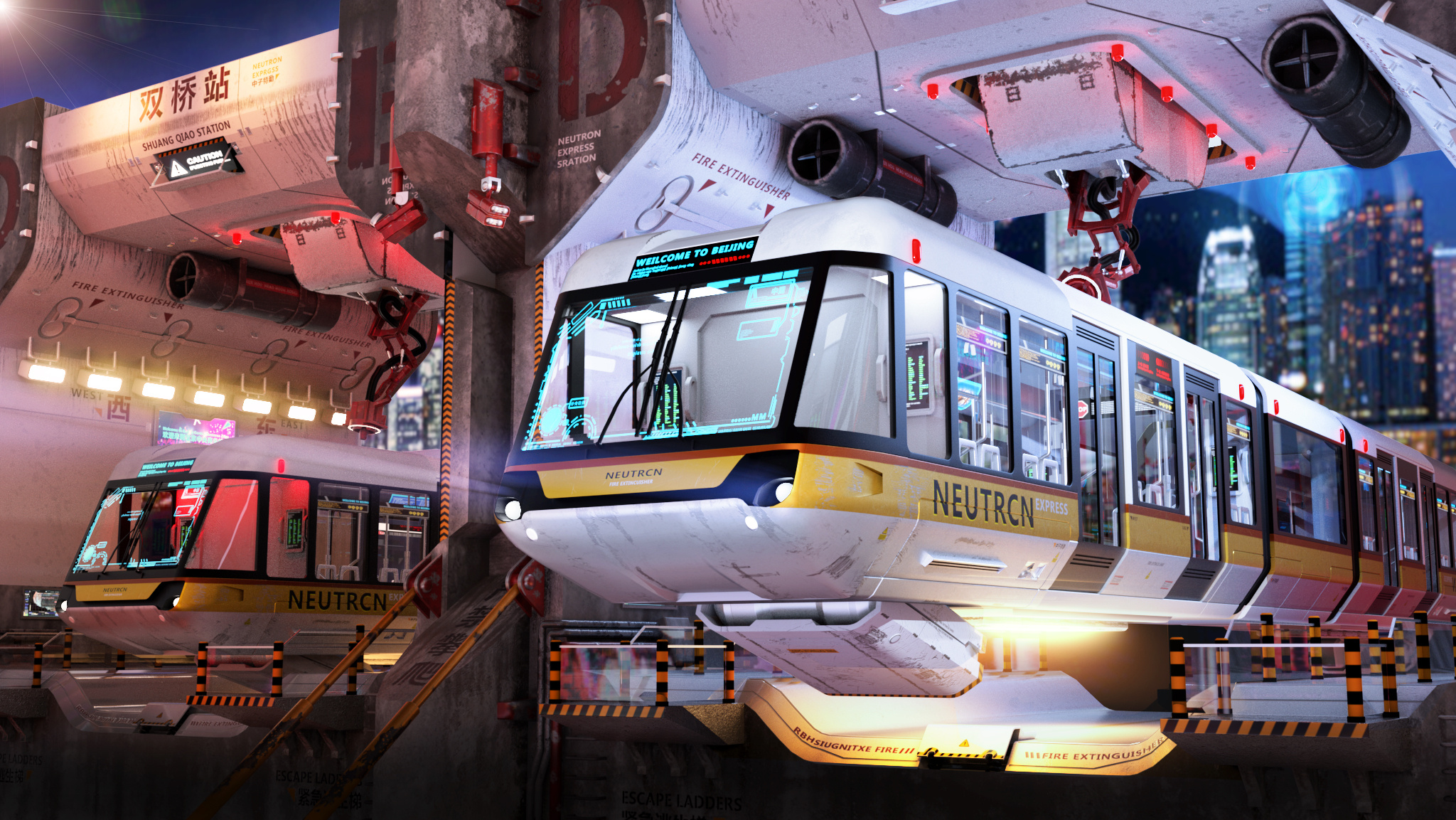 【概念设计】Magnetic Train 黑色炫酷火车设计代表着未来的速度感~ - 普象网