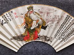 京剧国画人物手绘扇面文玩折扇扇面张周人物画