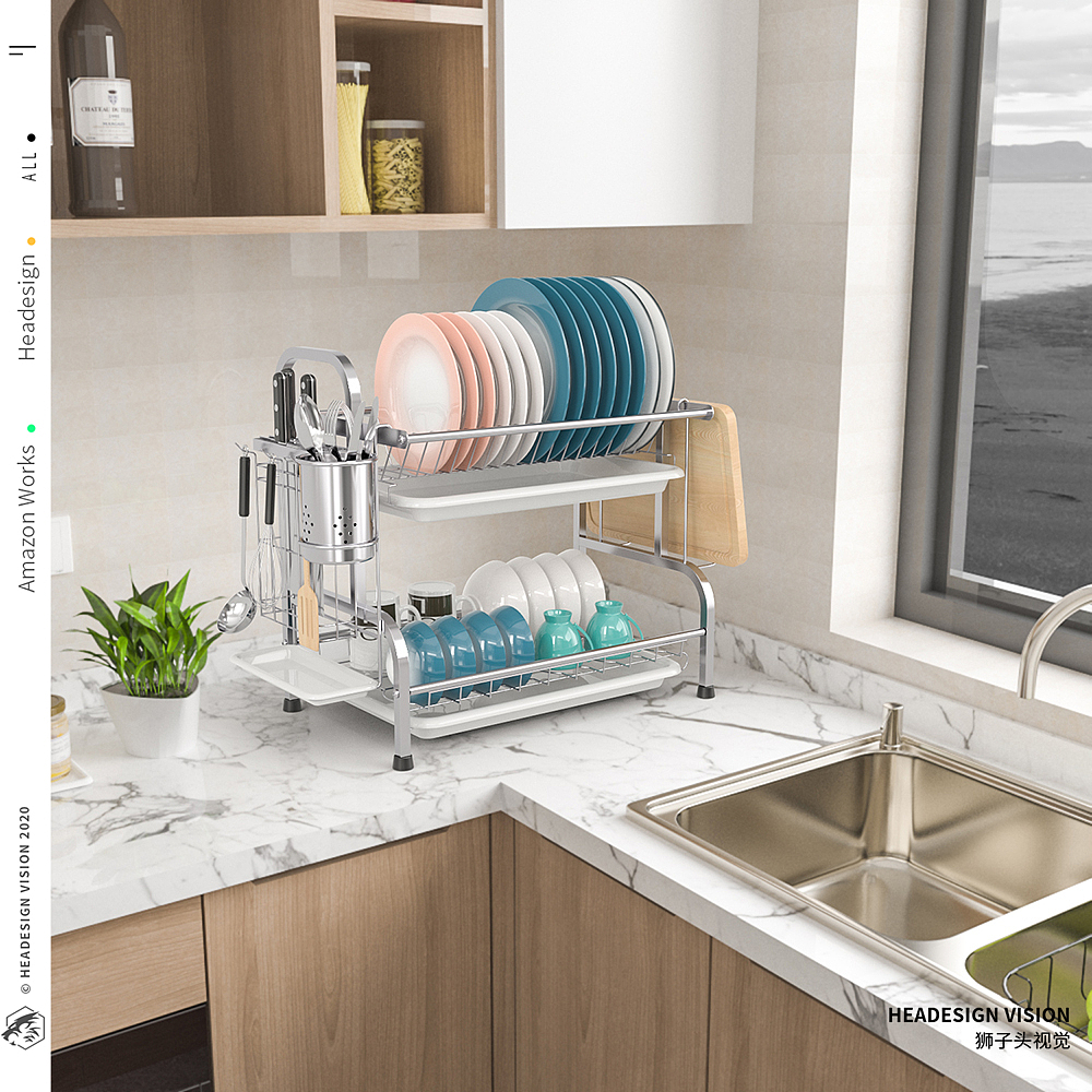 碗碟架产品拍摄_主图设计_A+页面设计-狮子头视觉（图ZMjI4ODM3NjA4） - 电商 - 站酷设计师亚马逊主图设计原创素材 - 站酷ZCOOL