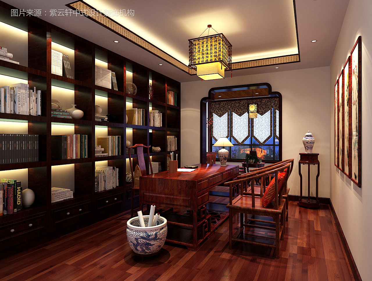 新中式书房|空间|室内设计|唯墨 - 原创作品 - 站酷 (ZCOOL)