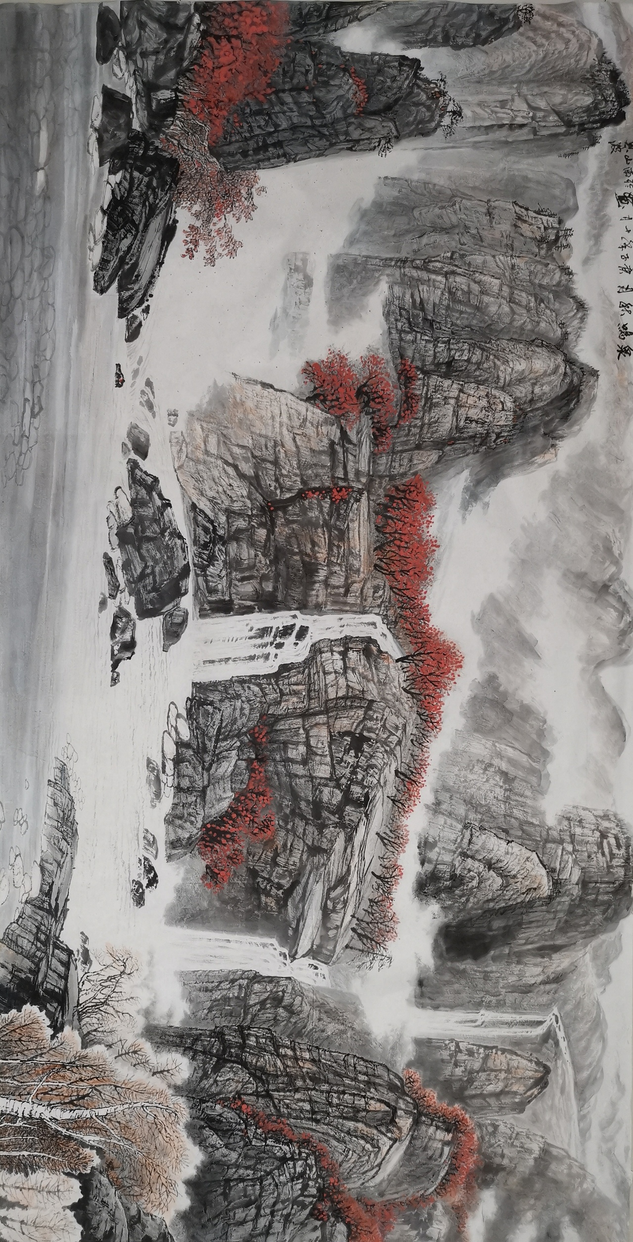 中国画（泉鸣秋月）（图ZMjMxNTQ1NzM2） - 绘画 - 站酷设计师汪恩波岩彩绘画原创素材 - 站酷ZCOOL