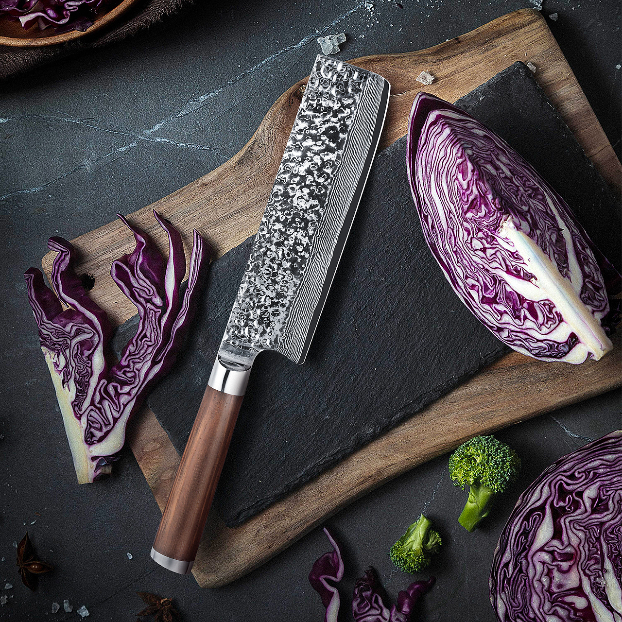 厨刀系列-大马士革-胡桃木手柄（图ZMjU3Njg0NTUy） - 电商 - 站酷设计师Ken_一迅原创素材 - 站酷ZCOOL