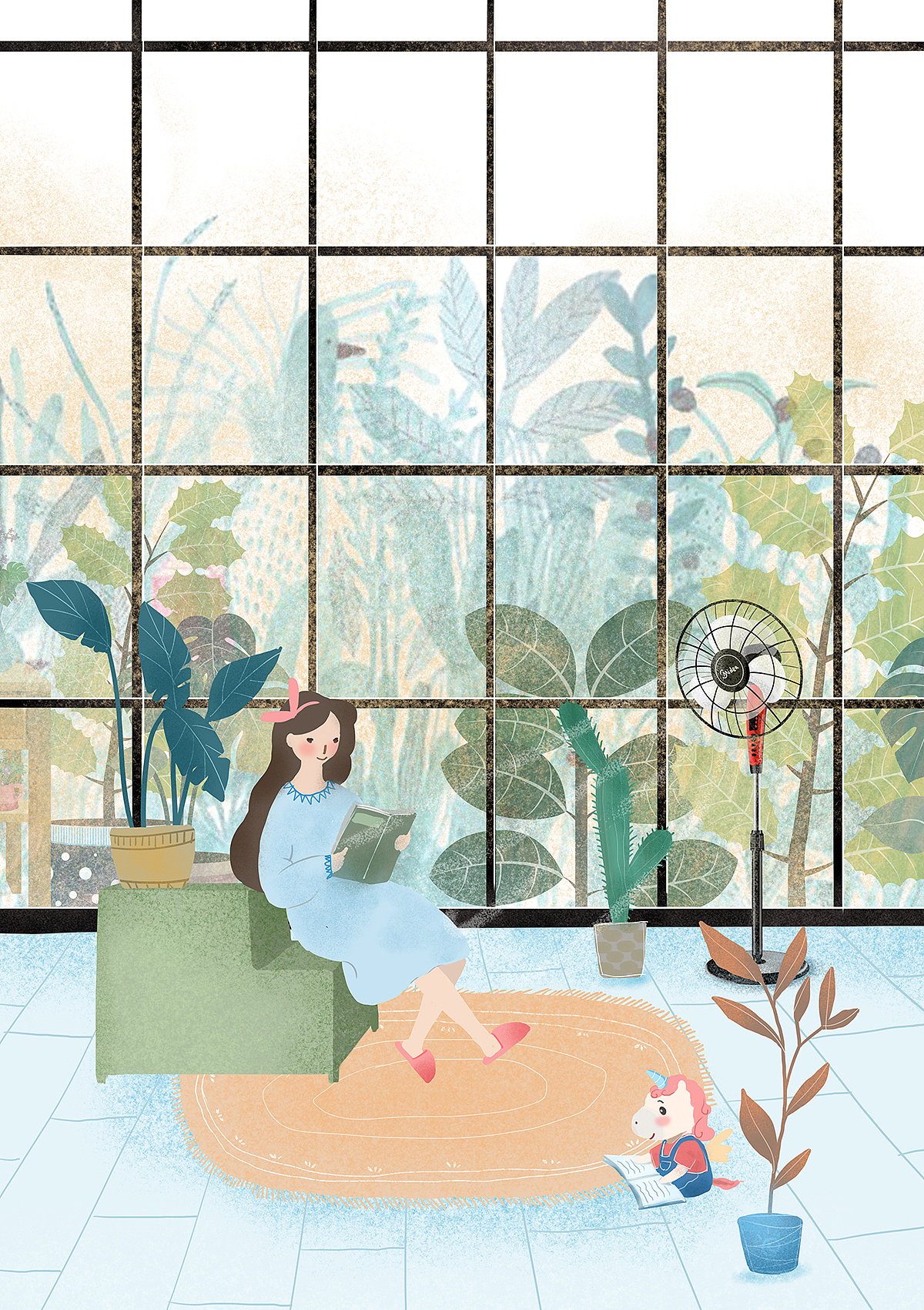 美的风扇朋友圈海报插画设计