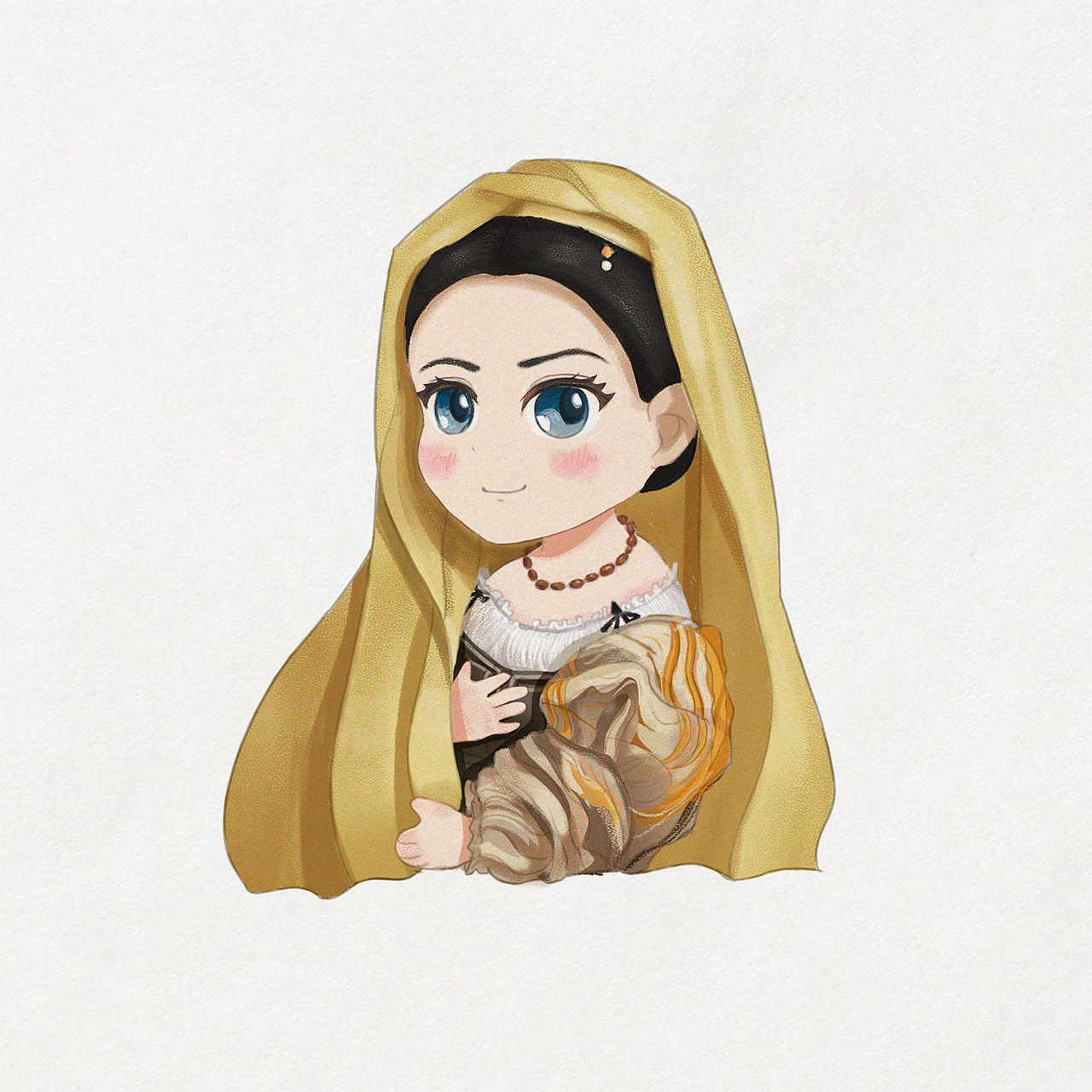 Q版拉斐尔 披纱巾的少女（图ZMjU0ODEyODUy） - 艺术插画 - 站酷设计师柿子殿下原创素材 - 站酷ZCOOL