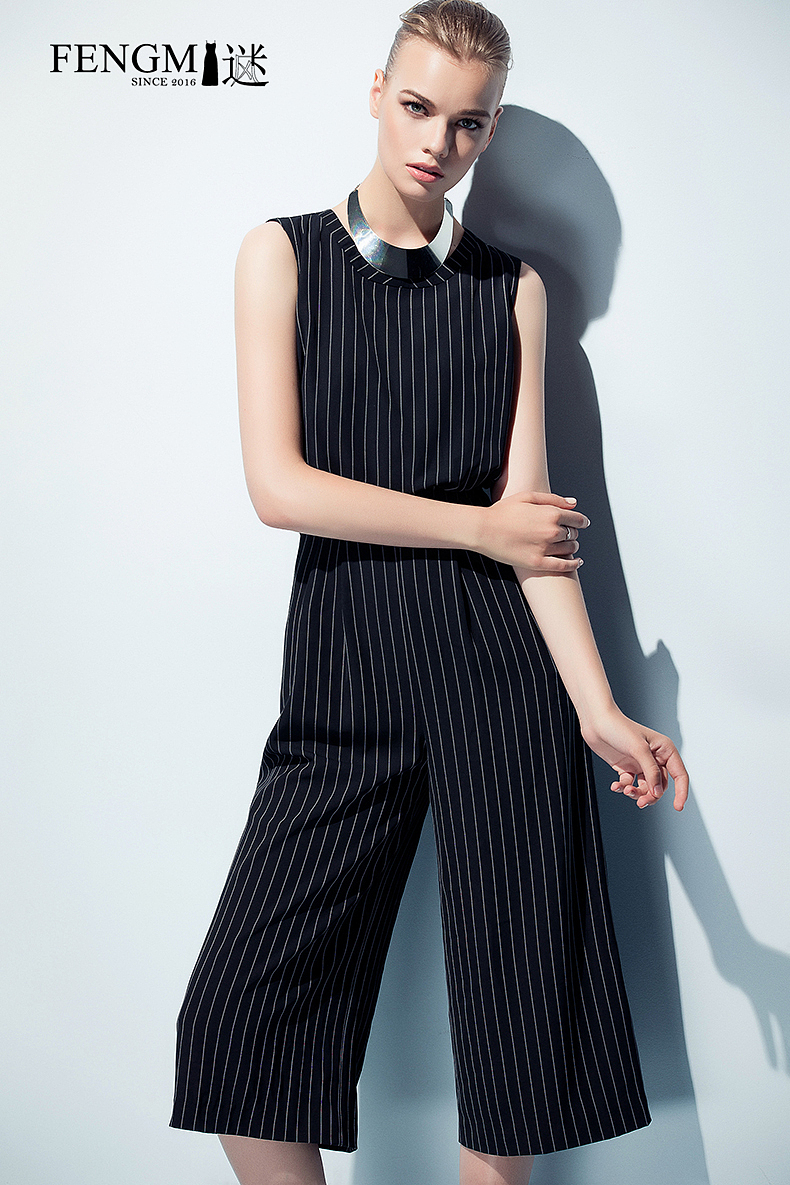 艾尚国际 黑色条纹连体裤风迷系列|服装|休闲/流行服饰|乱乱吧_原创