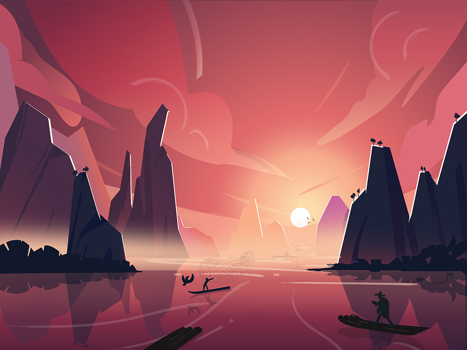 峡谷渔民风貌（图ZMjMwNDg2MDQw） - 创作习作 - 站酷设计师灵儿gogo原创素材 - 站酷ZCOOL