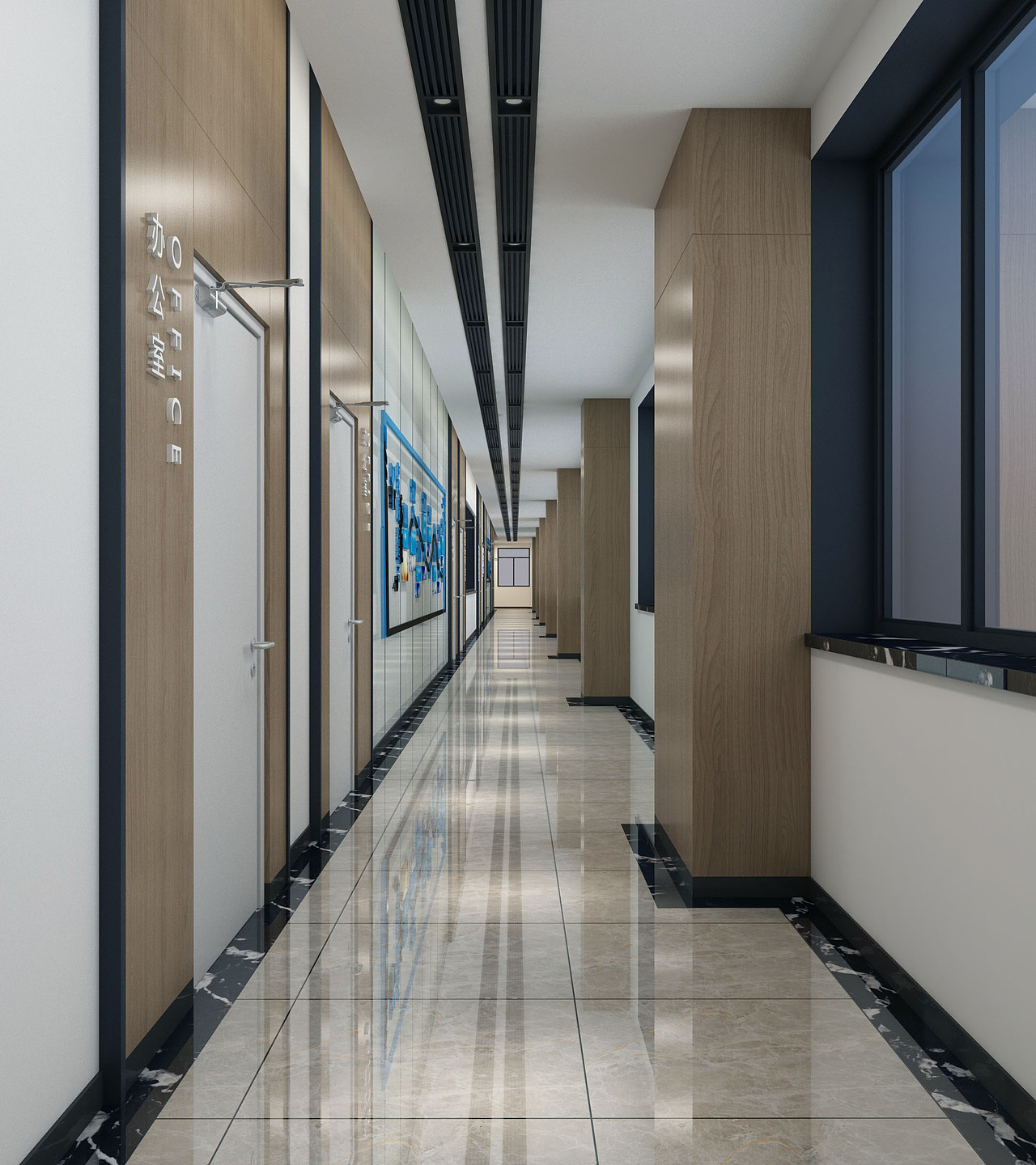 办公走廊方案二（图ZMTYyMzMwMDky） - 家装设计 - 站酷设计师胡三条原创素材 - 站酷ZCOOL