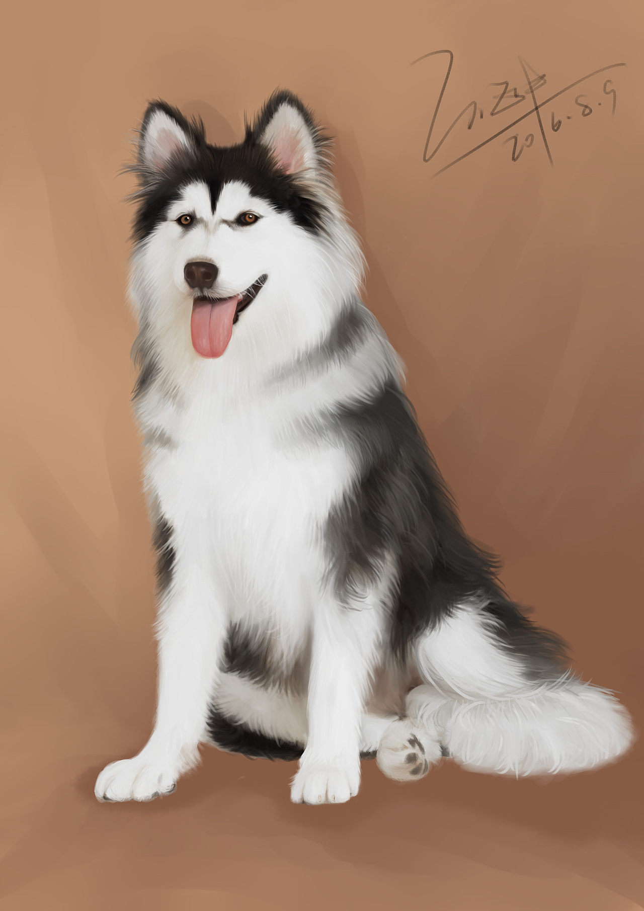 帮同事画的一只阿拉斯加,不得不说没有画我儿子的时候认真.