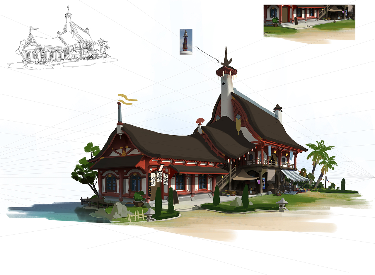 洛克猴（杜震）混合建筑设计课范步骤图（图ZMTE5MjM5MTk2） - 概念设定 - 站酷设计师艺数绘CG原创素材 - 站酷ZCOOL