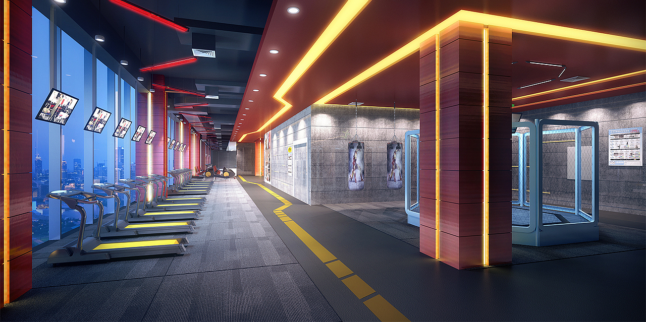 线条主题健身房装修设计
