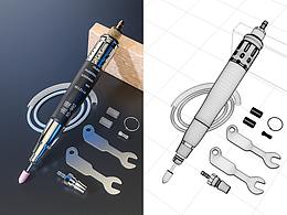 气动工具建模渲染详情3天就做完了！感觉速度变快了！