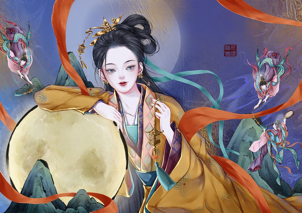 秋风挽月（图ZMzU1NDE5ODUy） - 商业插画 - 站酷设计师三溪原创素材 - 站酷ZCOOL