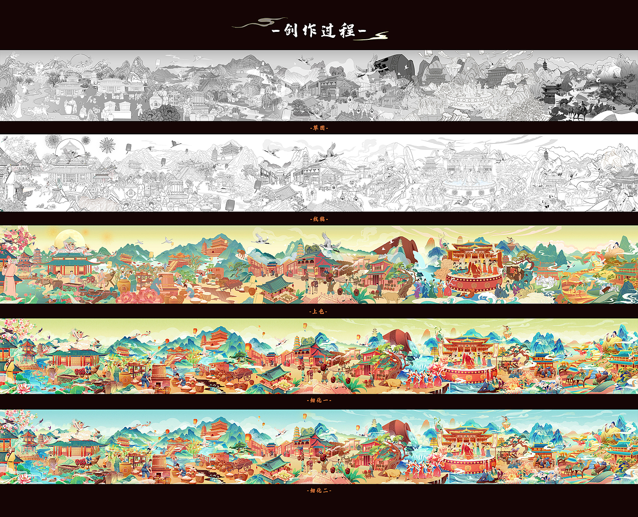 《酒》·长卷·国潮插画(图ZMjc0NDUyNzgw) - 商业插画 - 站酷设计师三川绘社原创素材 - 站酷ZCOOL