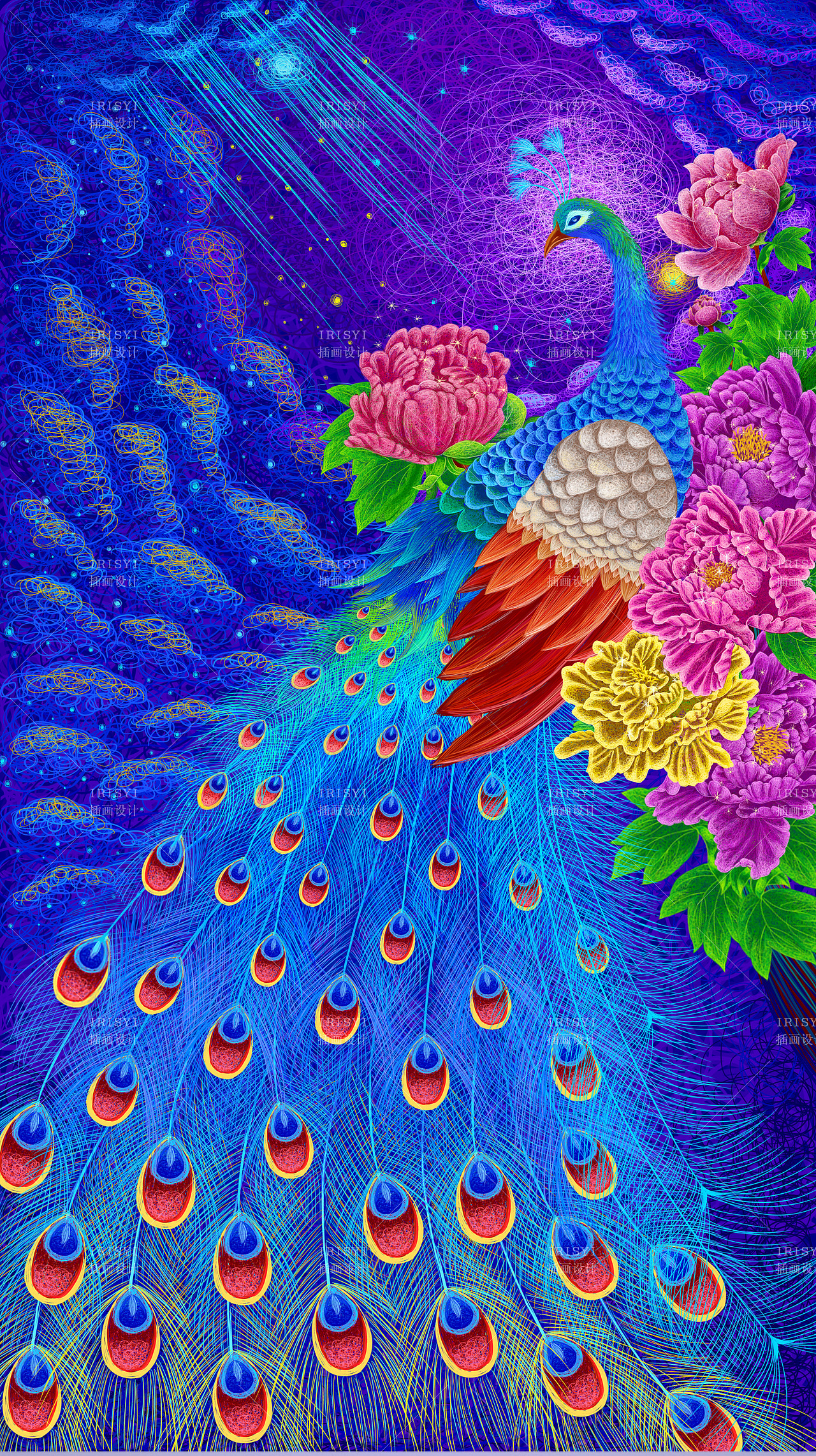 花开富贵（图ZMjc3NjQ4OTY4） - 新锐潮流插画 - 站酷设计师irisyiyi原创素材 - 站酷ZCOOL