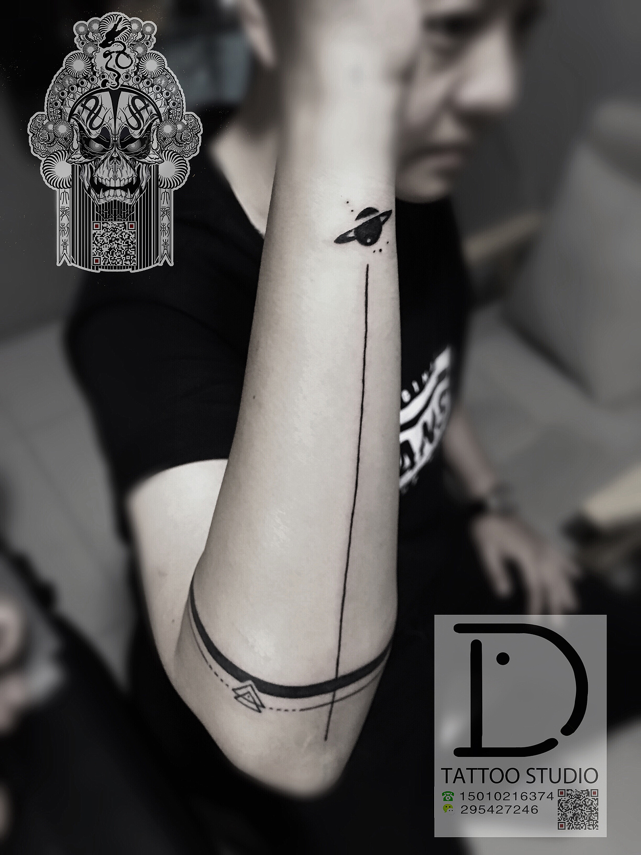 臂环纹身几何臂环纹身情侣臂环纹身刺青师大龙