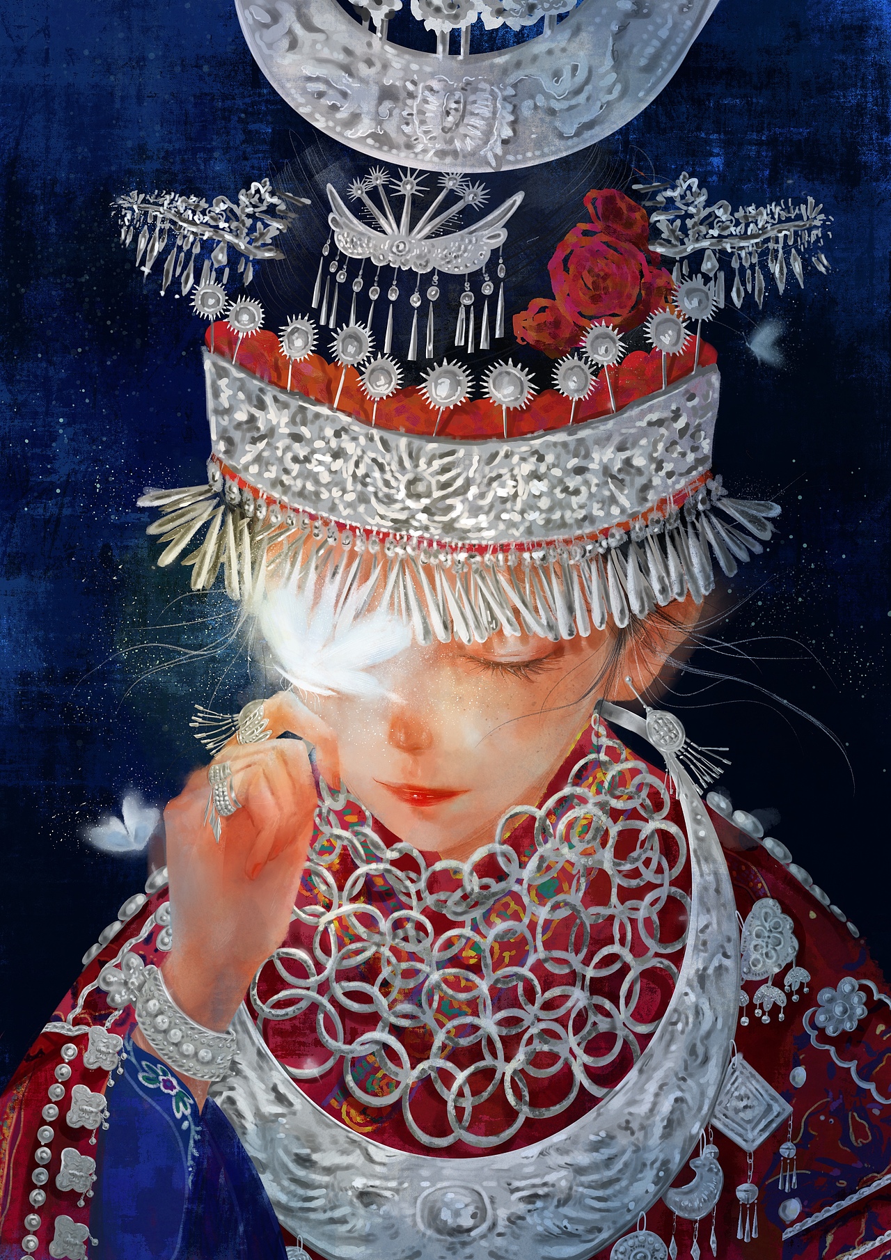 苗族少女插画创作（图ZMzEyNDA4ODIw） - 商业插画 - 站酷设计师小林画画日记原创素材 - 站酷ZCOOL