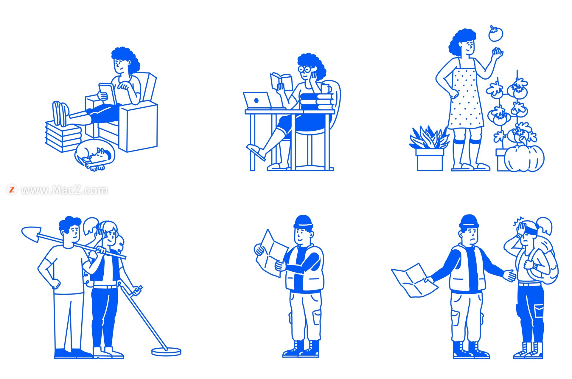 30幅乐队工人运动不同职业矢量人物插图包