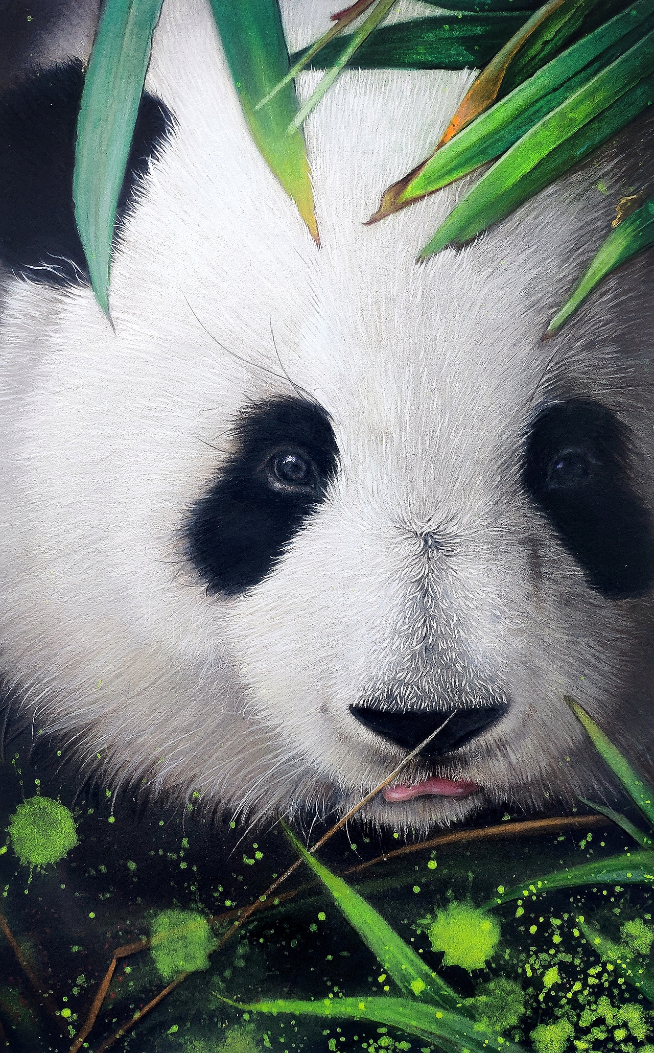 熊猫花花（图ZMzcwNjIzMzA0） - 绘画 - 站酷设计师马行画彩铅原创素材 - 站酷ZCOOL