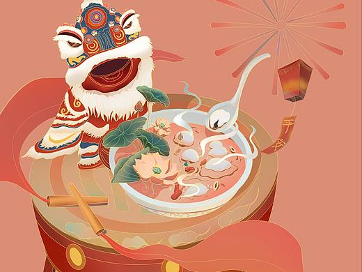 元宵國風(fēng)插畫（個(gè)人主頁-ZNTEwMjU4NDQ=） - 其他平面 - 站酷設(shè)計(jì)師老蝸牛jj原創(chuàng)素材 - 站酷ZCOOL