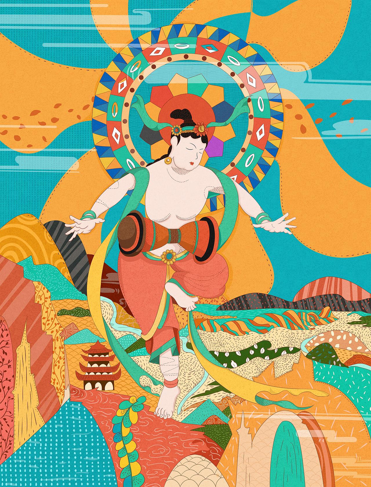 敦煌飞天（图ZOTQ0Nzc2MDQ=） - 艺术插画 - 站酷设计师漫鱼动漫l神奇治原创素材 - 站酷ZCOOL