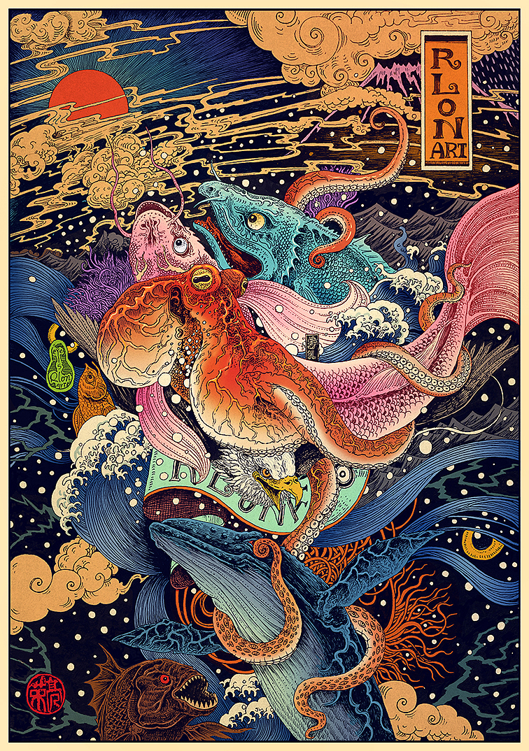 《浮世NO4》（图ZMTg3NjQ0OTI=） - 绘画 - 站酷设计师Rlon原创素材 - 站酷ZCOOL