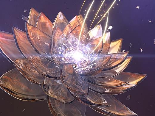 水晶莲花开放