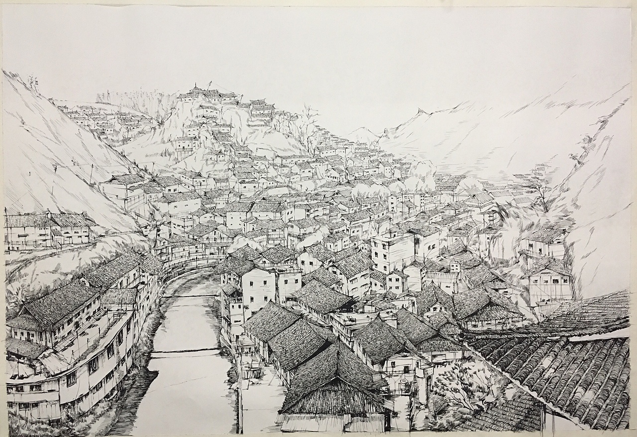 钢笔风景画（图ZMTM0MjEyODA4） - 绘画 - 站酷设计师谭木星一一原创素材 - 站酷ZCOOL