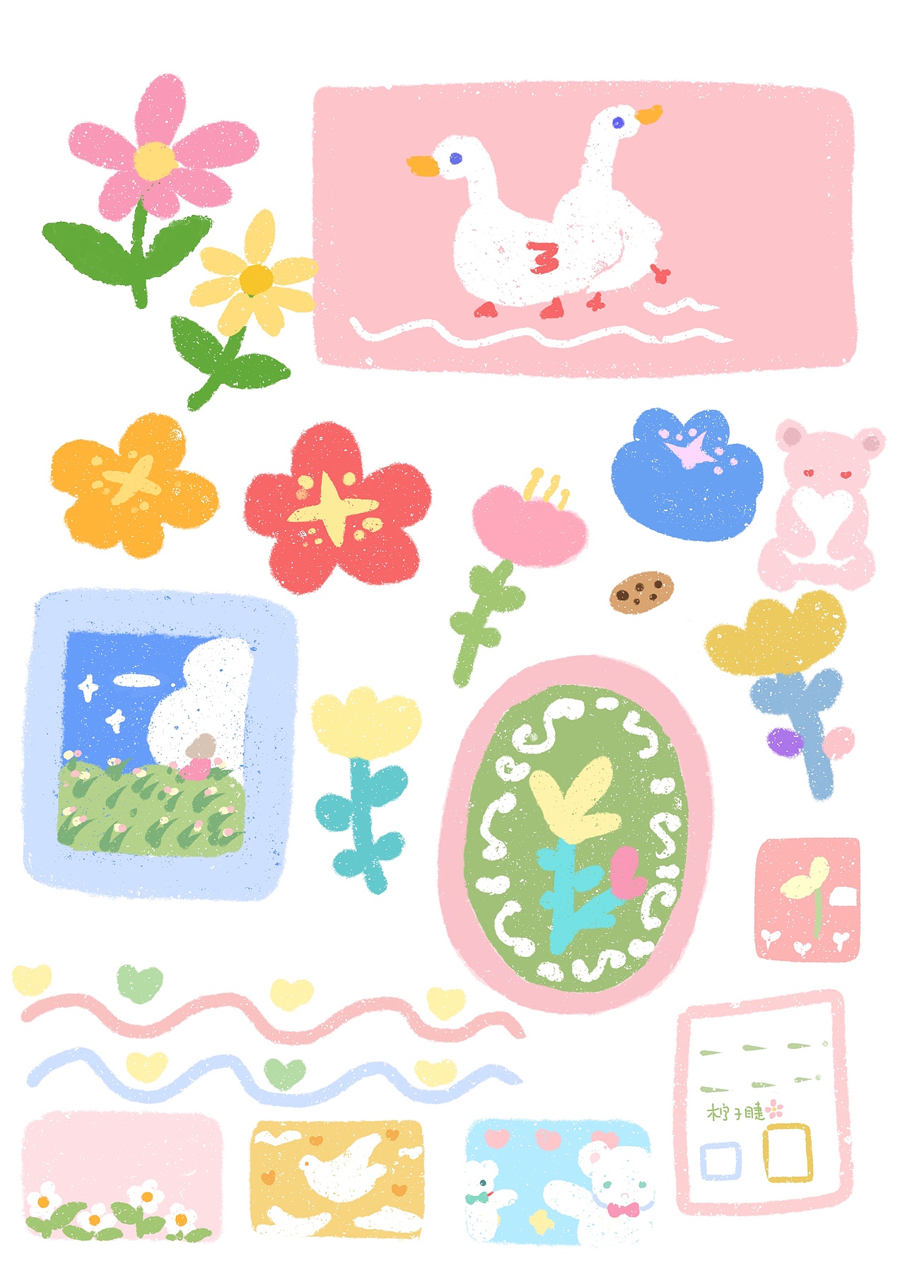 儿童画涂鸦《春天的窗户》系列（图ZMjk5MTk3MDg0） - 儿童插画 - 站酷设计师柠子睫丶原创素材 - 站酷ZCOOL